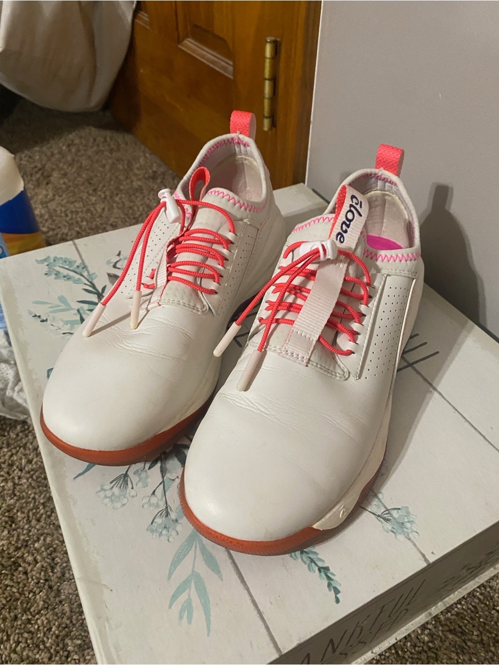 Love White Leather Sneakers with Pink Accents